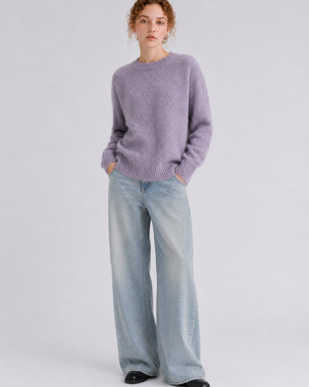 Brushed  87.7% Wool, 6.6% Cashmere, 5.7% Silk Crew-Neck Jumper