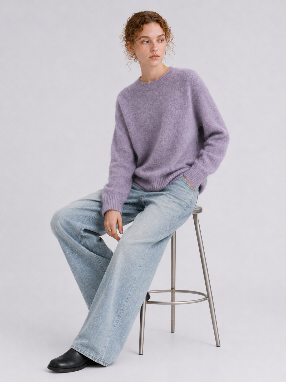Brushed  87.7% Wool, 6.6% Cashmere, 5.7% Silk Crew-Neck Jumper