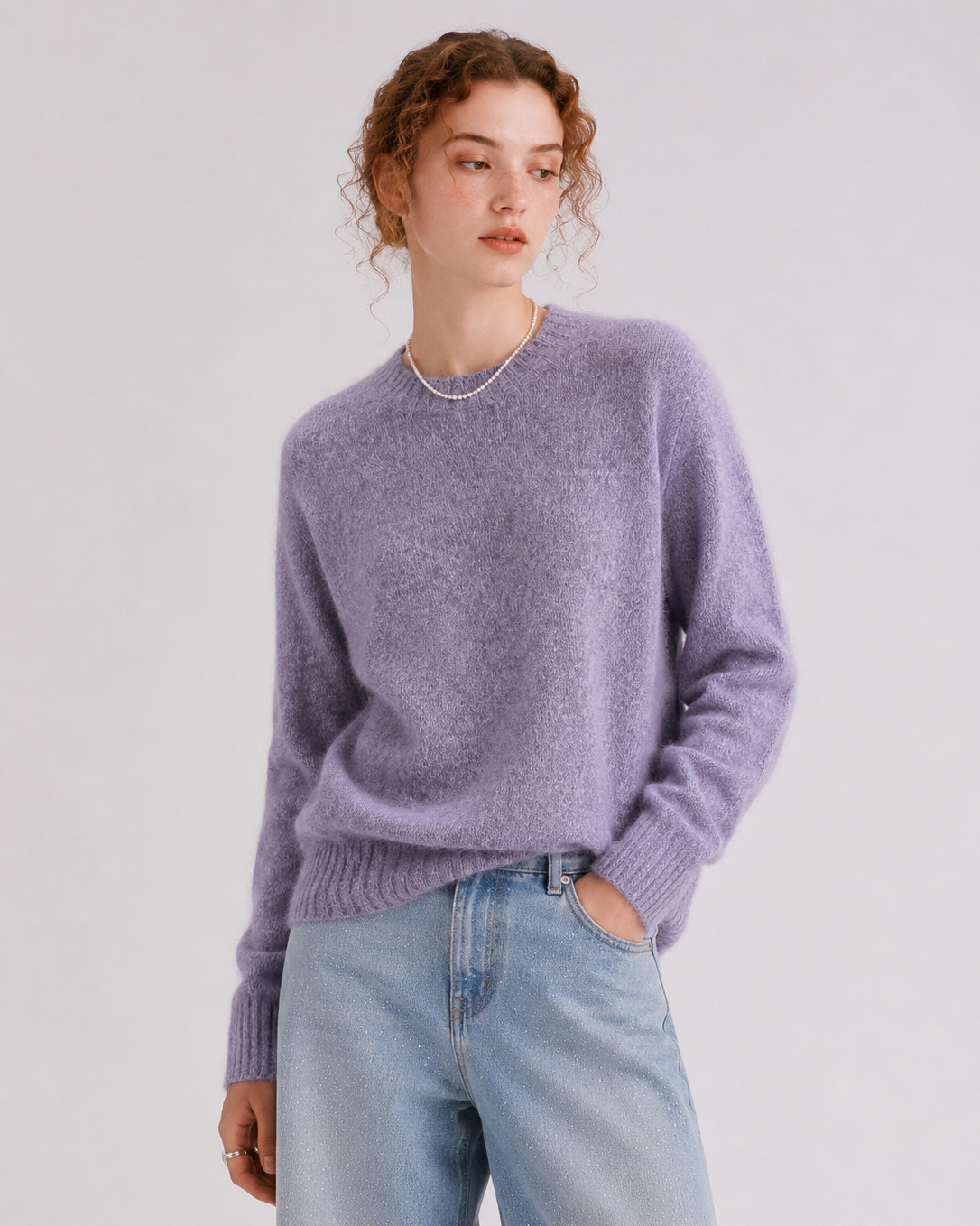 Brushed  87.7% Wool, 6.6% Cashmere, 5.7% Silk Crew-Neck Jumper
