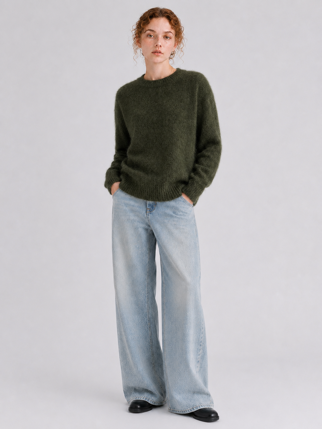 Brushed  87.7% Wool, 6.6% Cashmere, 5.7% Silk Crew-Neck Jumper