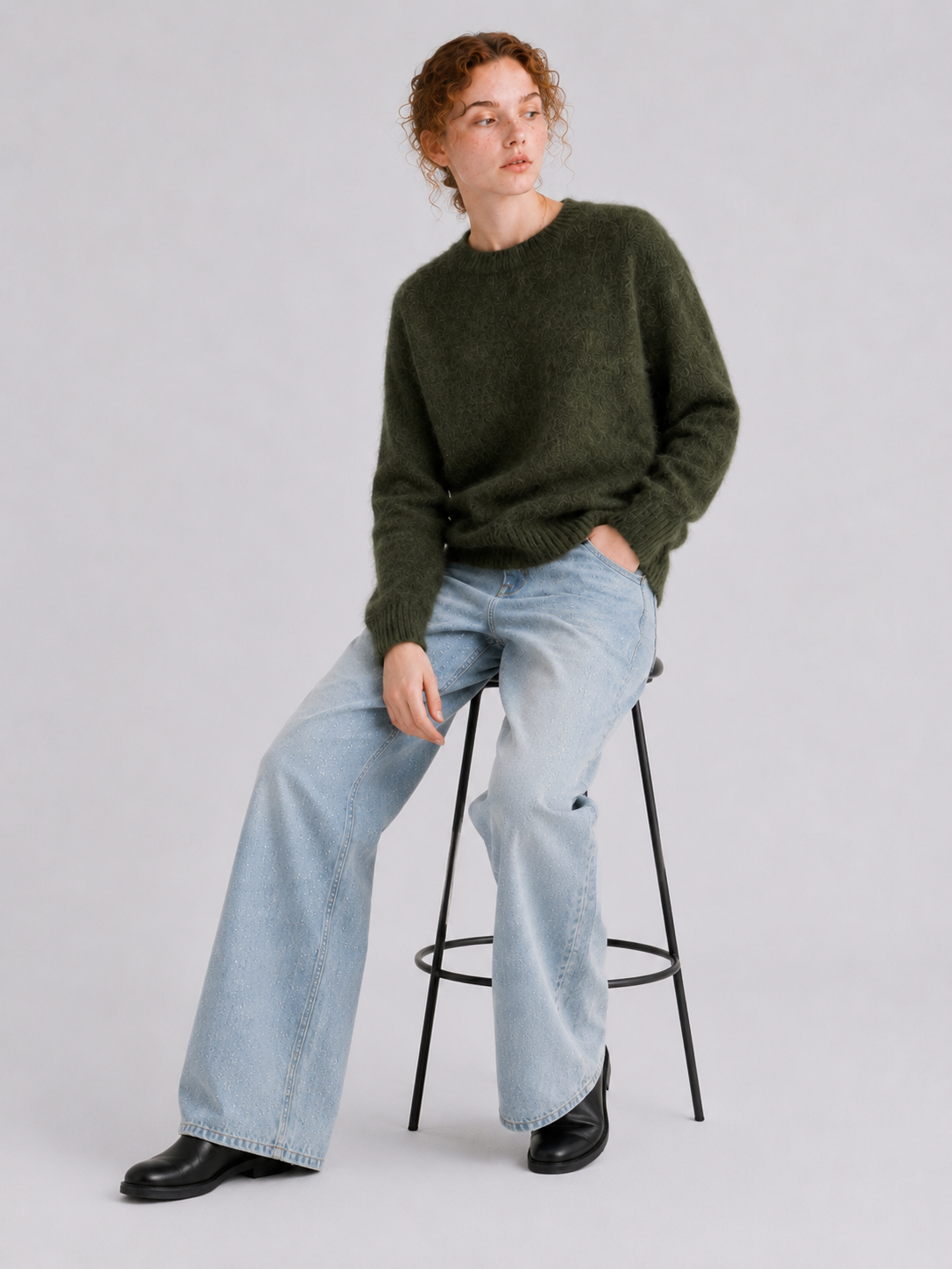 Brushed  87.7% Wool, 6.6% Cashmere, 5.7% Silk Crew-Neck Jumper