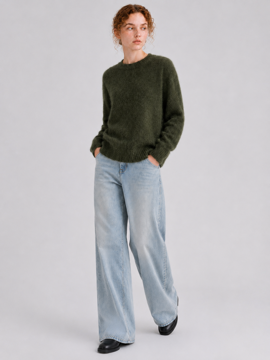 Brushed  87.7% Wool, 6.6% Cashmere, 5.7% Silk Crew-Neck Jumper