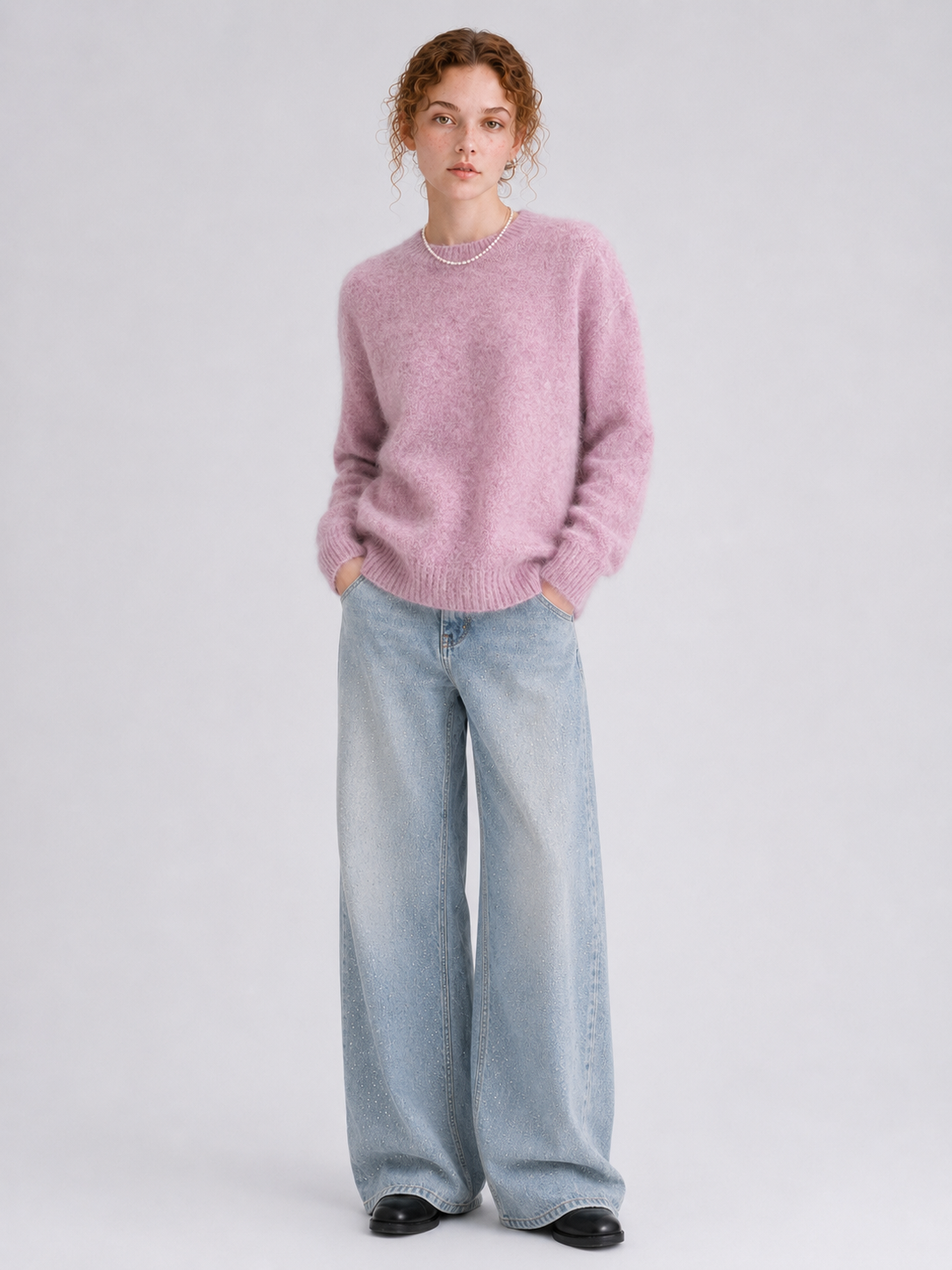 Brushed  87.7% Wool, 6.6% Cashmere, 5.7% Silk Crew-Neck Jumper