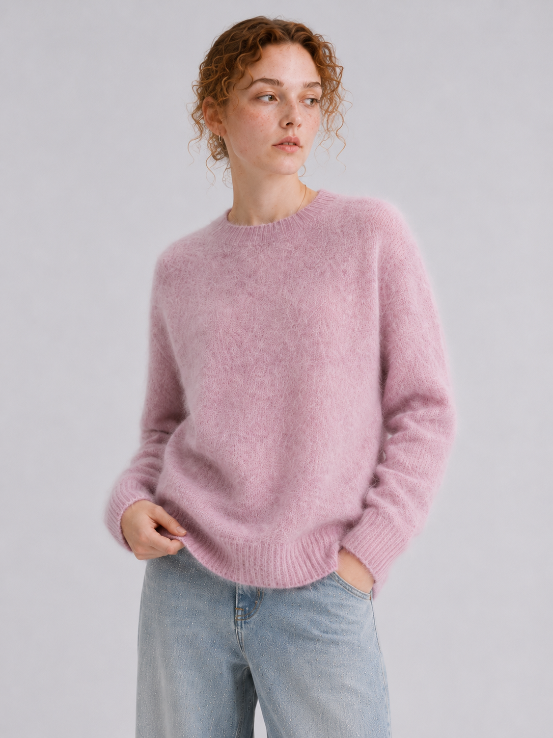 Brushed  87.7% Wool, 6.6% Cashmere, 5.7% Silk Crew-Neck Jumper