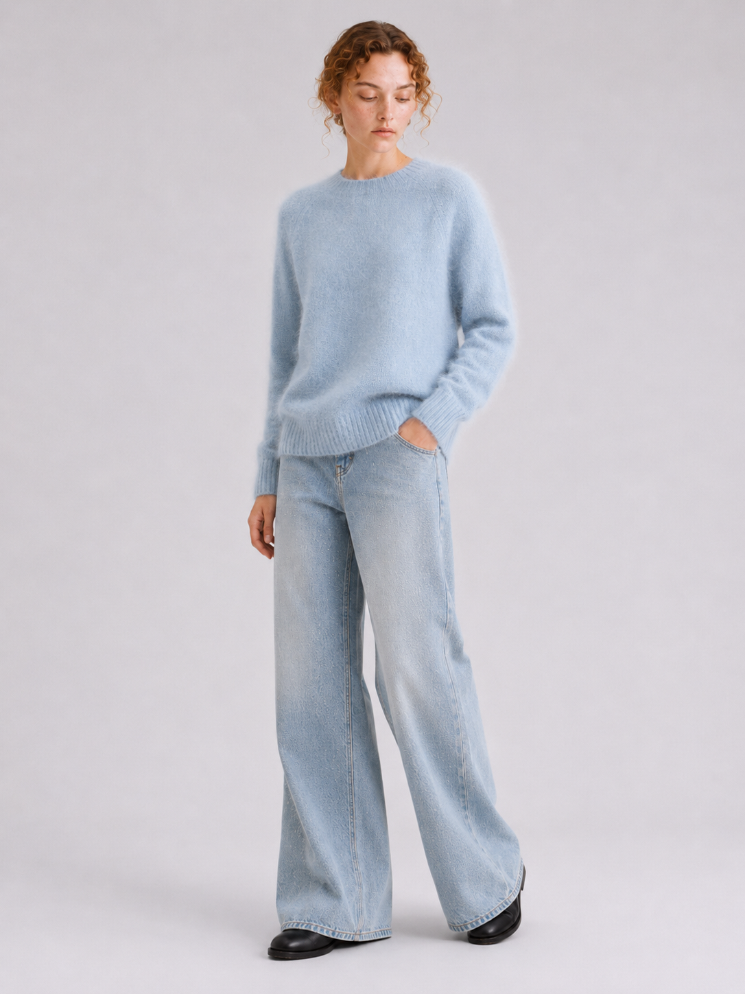 Brushed  87.7% Wool, 6.6% Cashmere, 5.7% Silk Crew-Neck Jumper