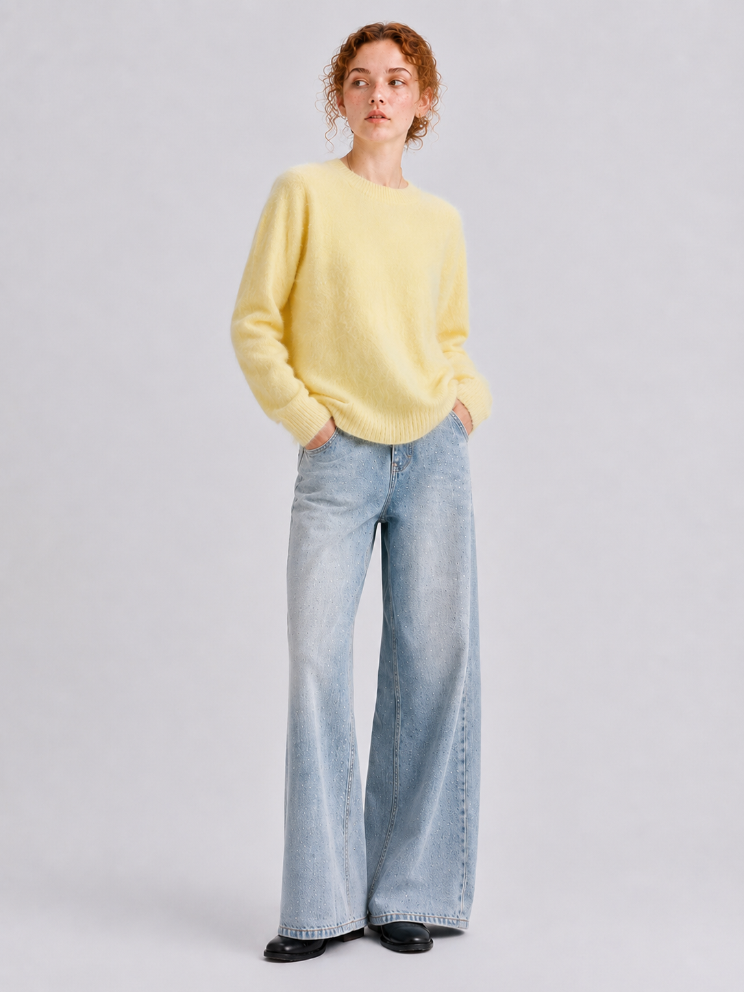 Brushed  87.7% Wool, 6.6% Cashmere, 5.7% Silk Crew-Neck Jumper