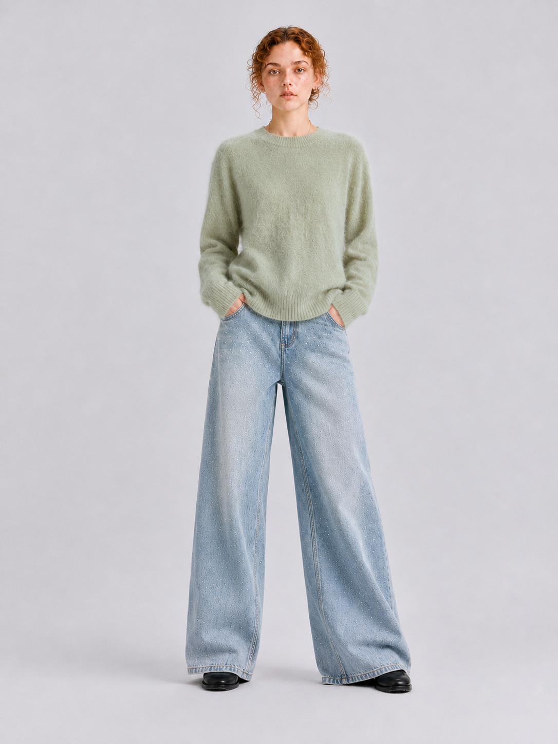 Brushed  87.7% Wool, 6.6% Cashmere, 5.7% Silk Crew-Neck Jumper