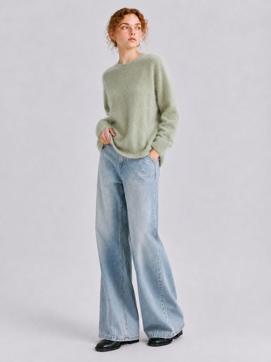 Brushed  87.7% Wool, 6.6% Cashmere, 5.7% Silk Crew-Neck Jumper