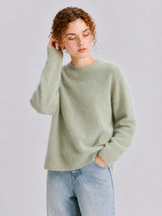 Brushed  87.7% Wool, 6.6% Cashmere, 5.7% Silk Crew-Neck Jumper