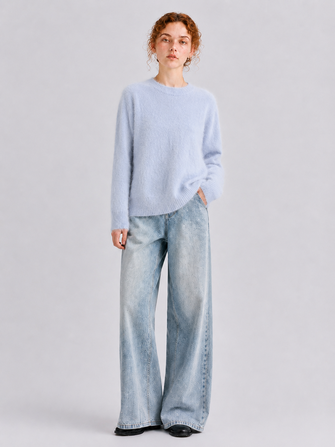 Brushed  87.7% Wool, 6.6% Cashmere, 5.7% Silk Crew-Neck Jumper