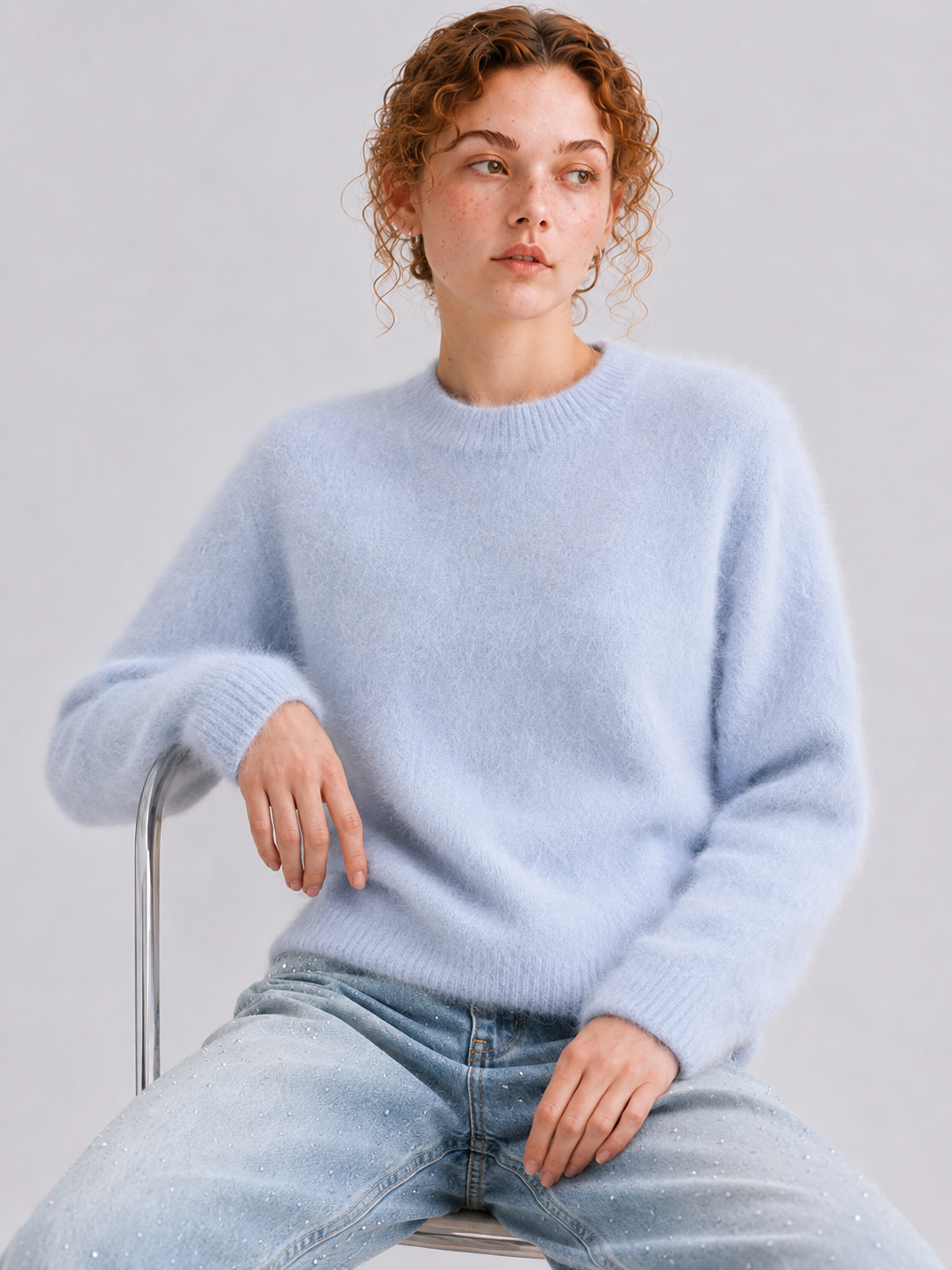 Brushed  87.7% Wool, 6.6% Cashmere, 5.7% Silk Crew-Neck Jumper