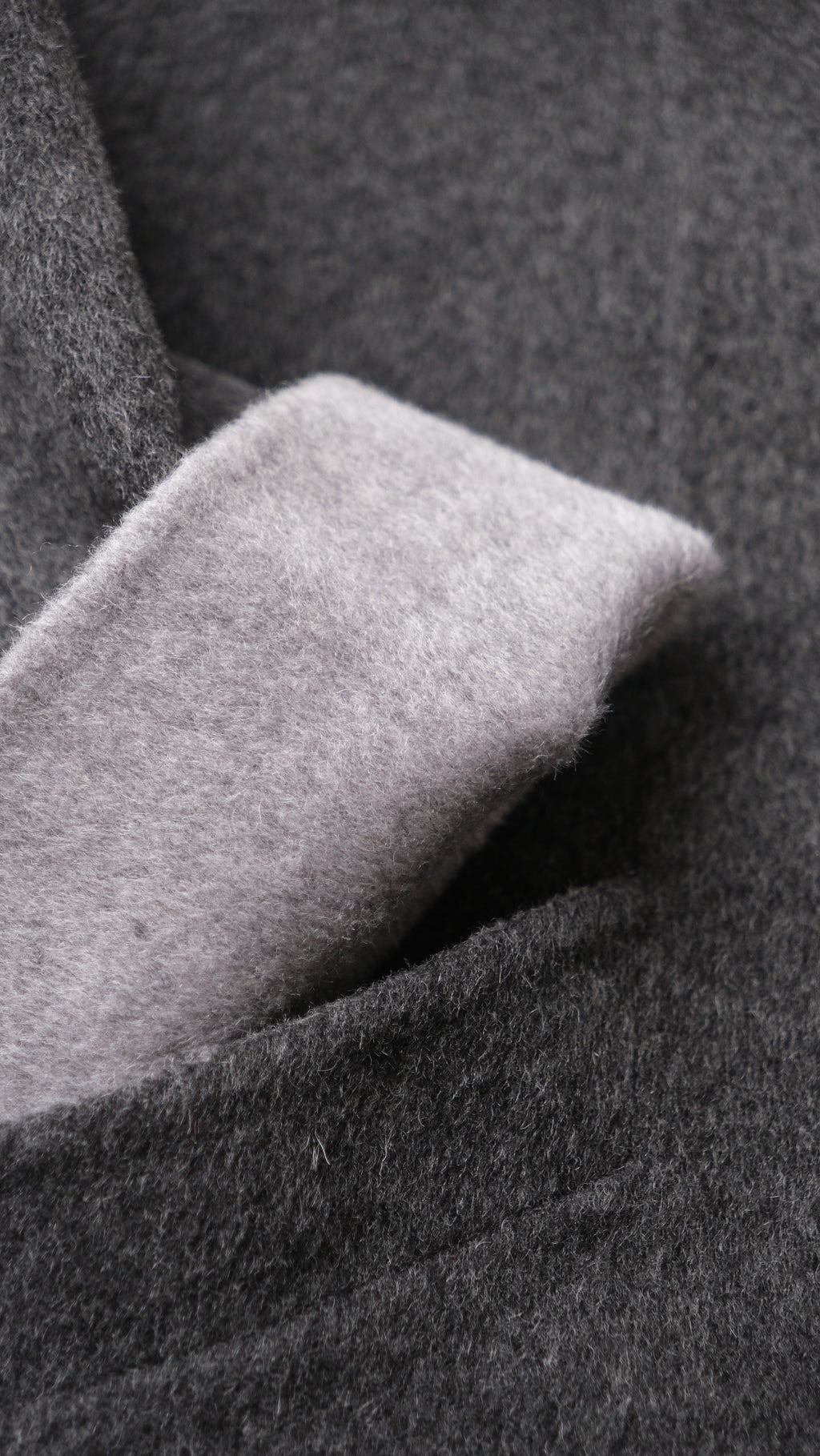 Black/Red, Brown/Dusty pink, Grey/Light grey - Two Tone Maxi Pointed Collar Mid-calf Length 100% wool coat