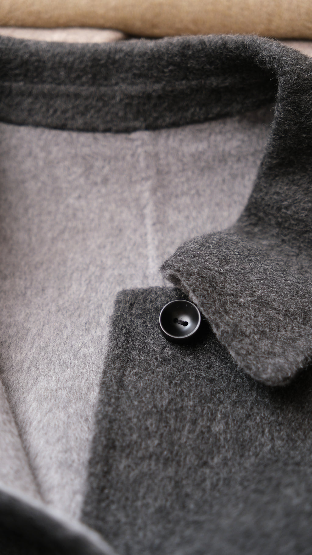 Black/Red, Brown/Dusty pink, Grey/Light grey - Two Tone Maxi Pointed Collar Mid-calf Length 100% wool coat