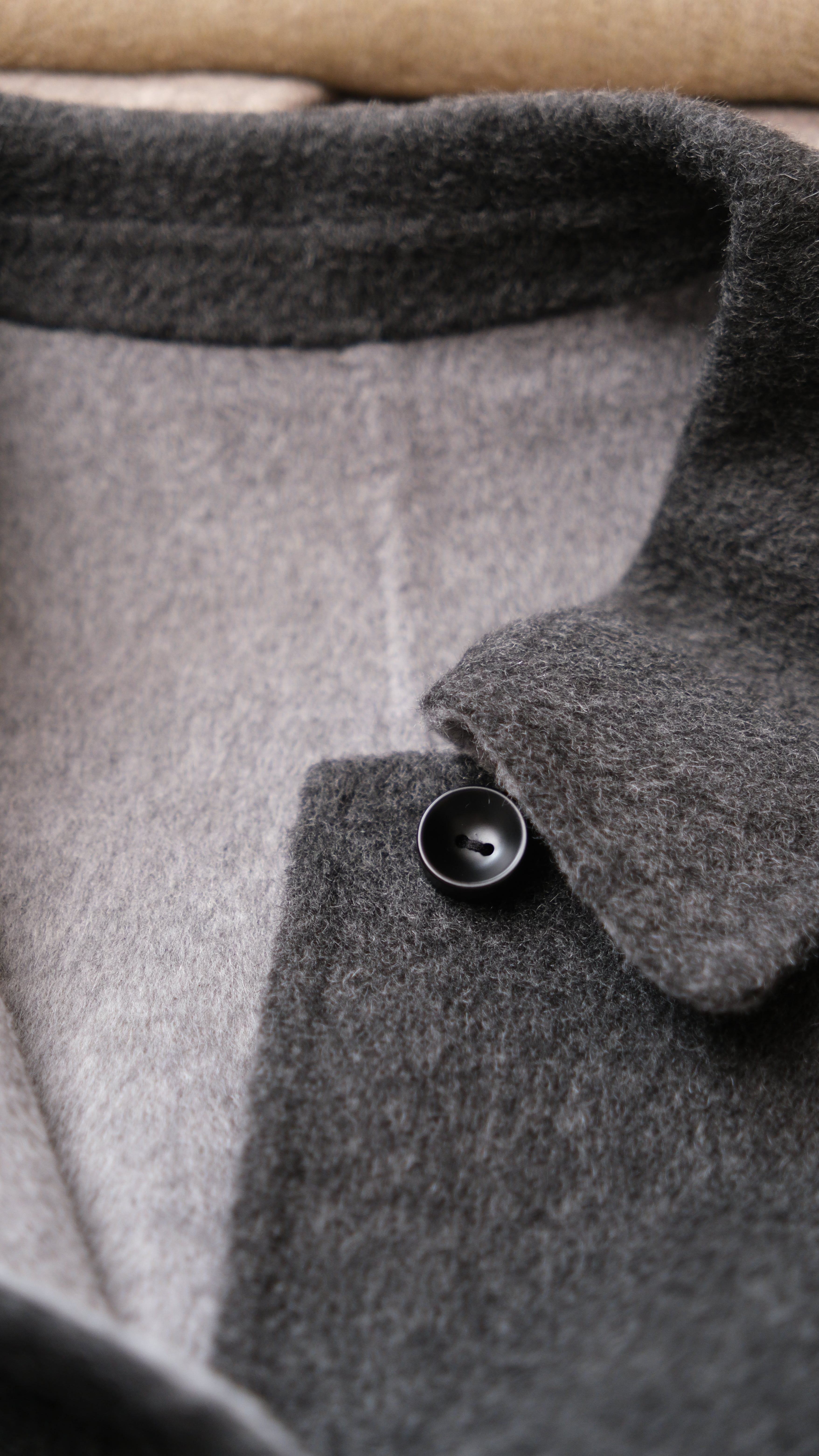 Black/Red, Brown/Dusty pink, Grey/Light grey - Two Tone Maxi Pointed Collar Mid-calf Length 100% wool coat