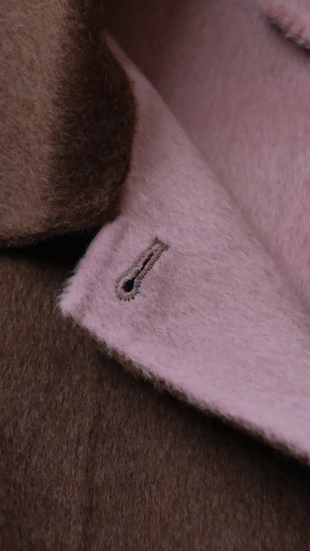 Black/Red, Brown/Dusty pink, Grey/Light grey - Two Tone Maxi Pointed Collar Mid-calf Length 100% wool coat