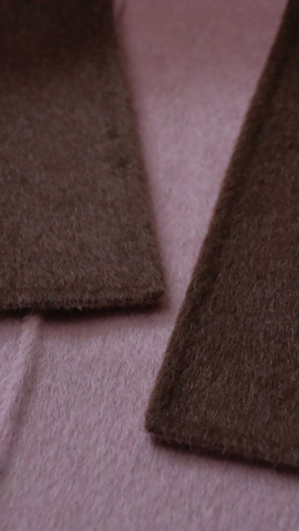 Black/Red, Brown/Dusty pink, Grey/Light grey - Two Tone Maxi Pointed Collar Mid-calf Length 100% wool coat