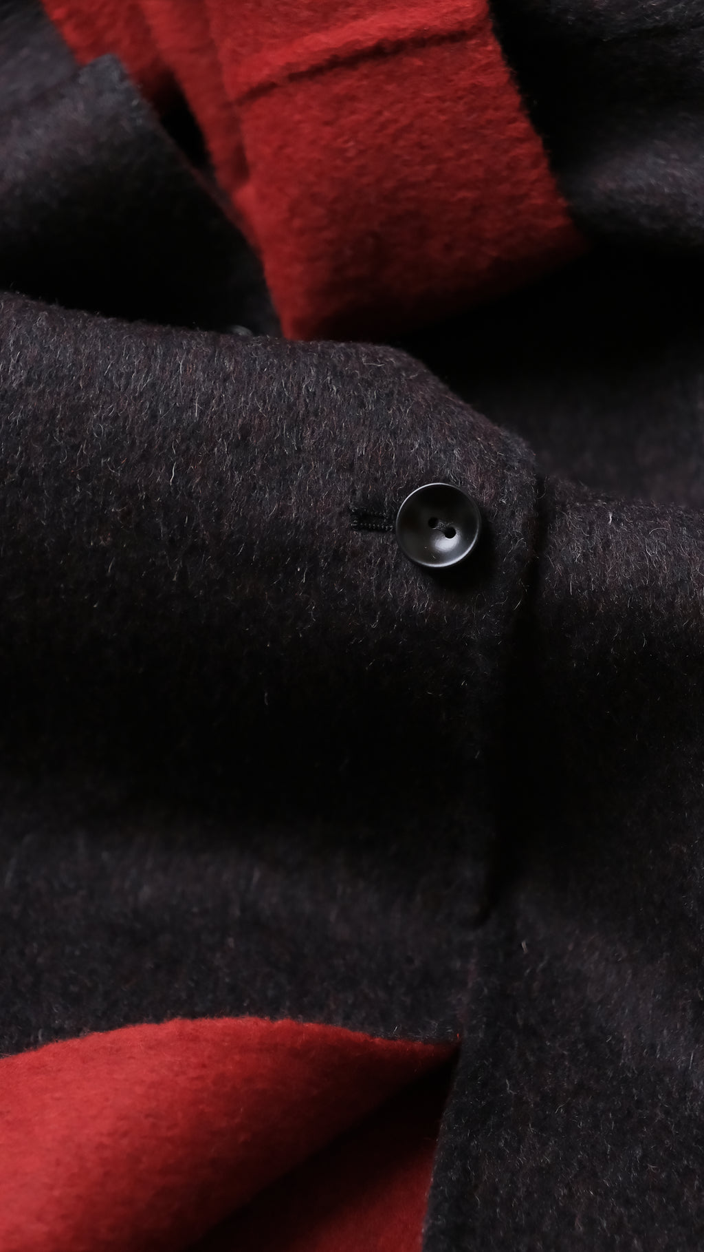 Black/Red, Brown/Dusty pink, Grey/Light grey - Two Tone Maxi Pointed Collar Mid-calf Length 100% wool coat