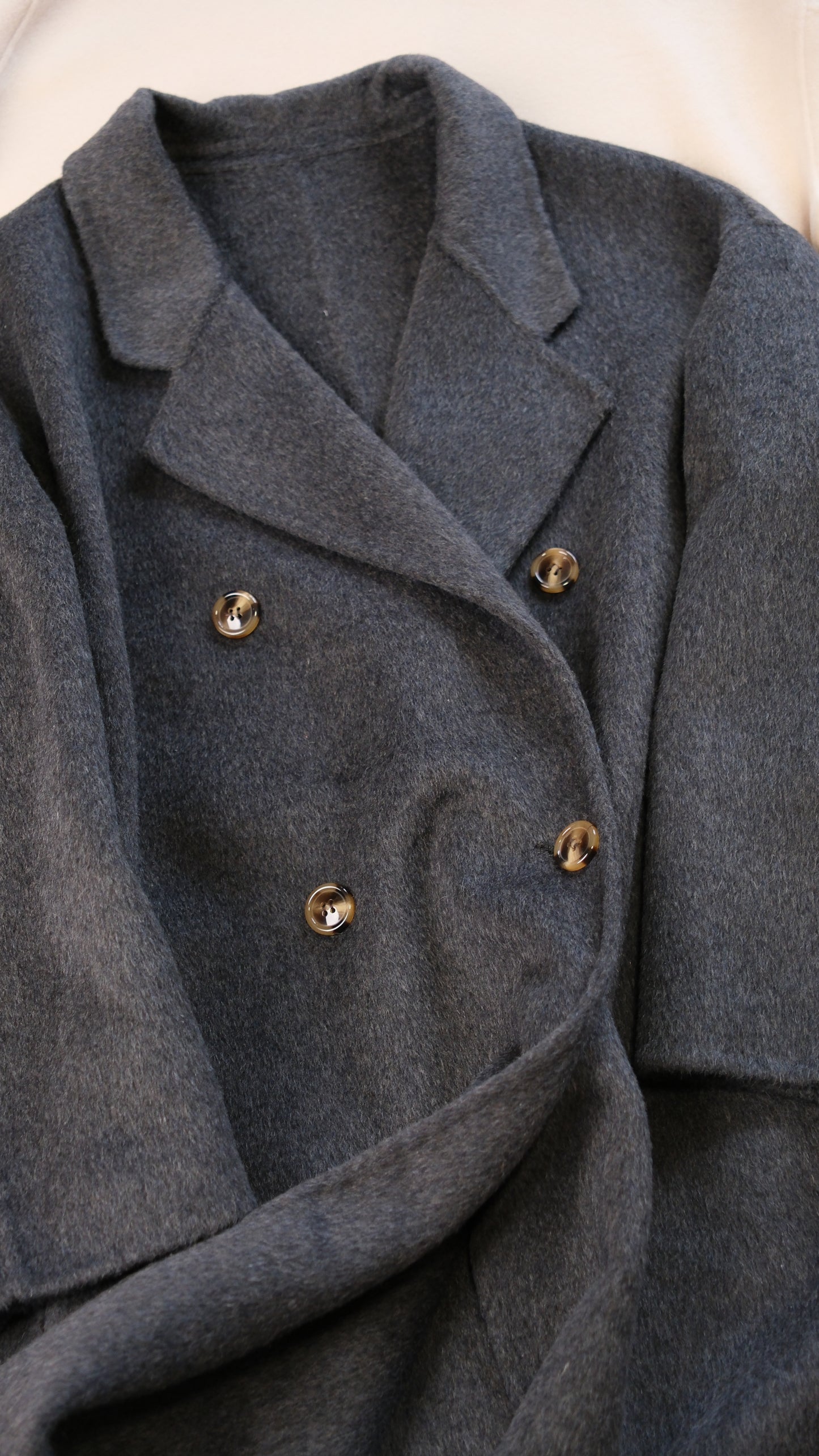 100% Wool Double Breasted Grey Coat Unisex, Oversized Long Tailored Winter Overcoat