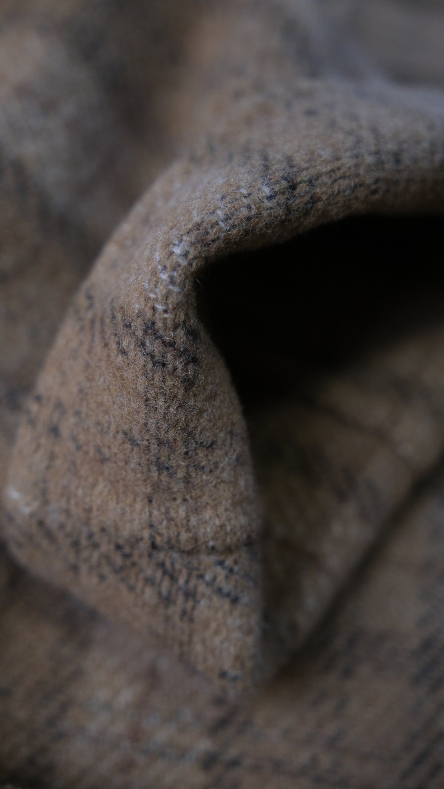 Relaxed Silhouette Mid-length 100% Wool Coat, Brown Plaid