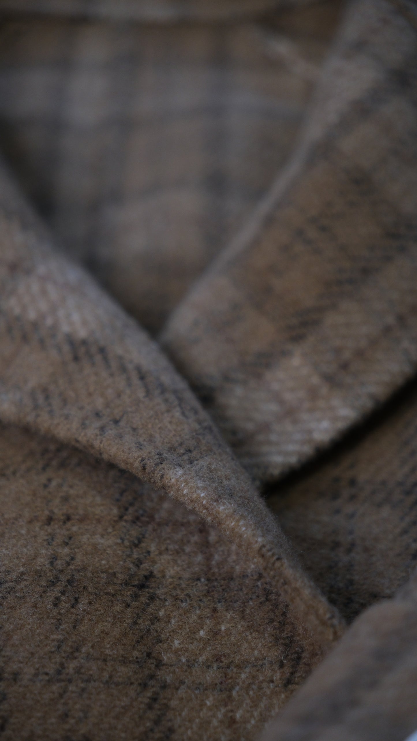 Relaxed Silhouette Mid-length 100% Wool Coat, Brown Plaid