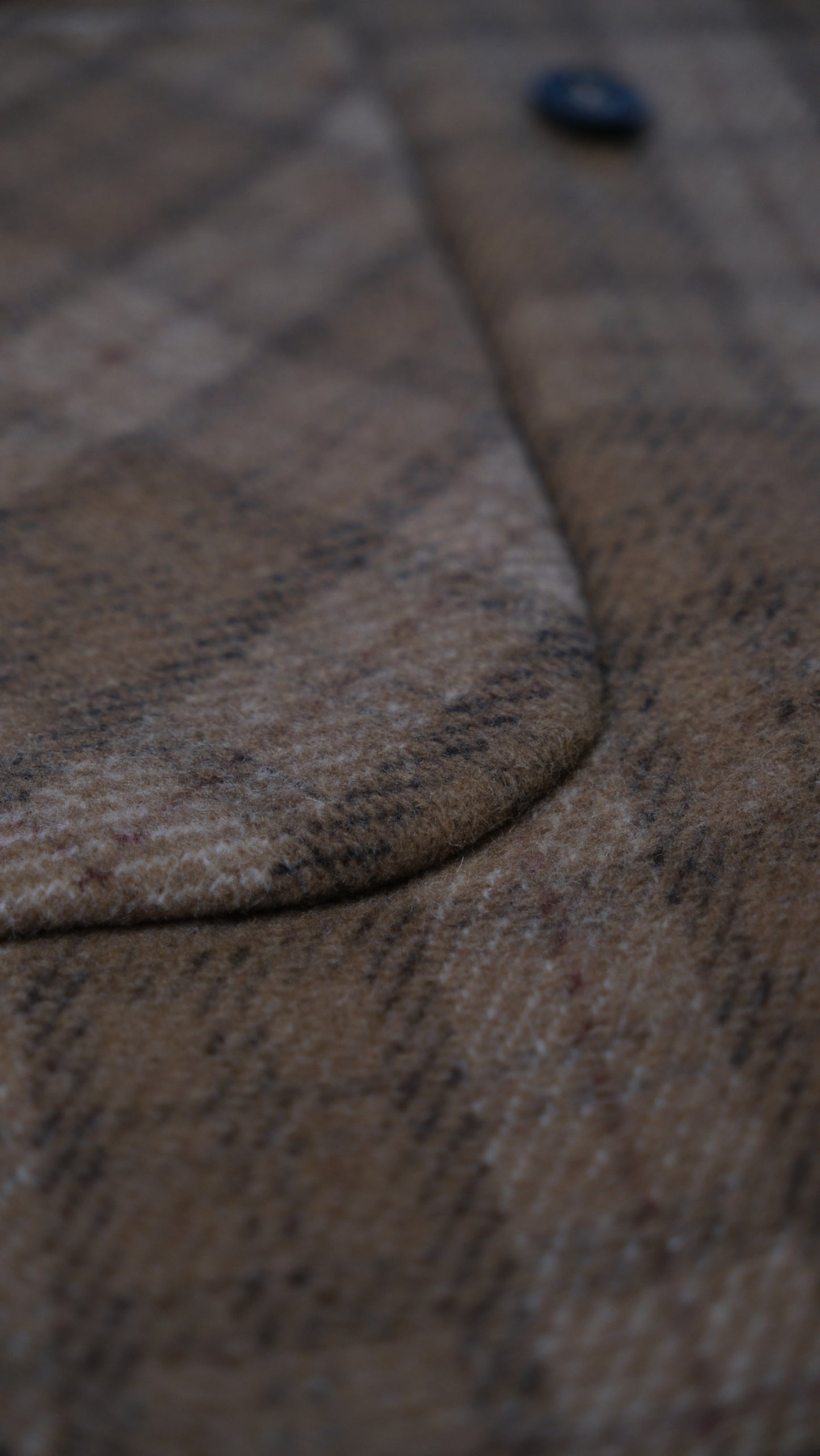 Relaxed Silhouette Mid-length 100% Wool Coat, Brown Plaid