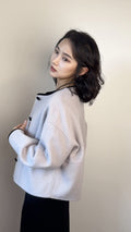 100% Sheep Wool Crop Coat, Oversized Boxy Jacket, Minimalist Outerwear Designed Sydney