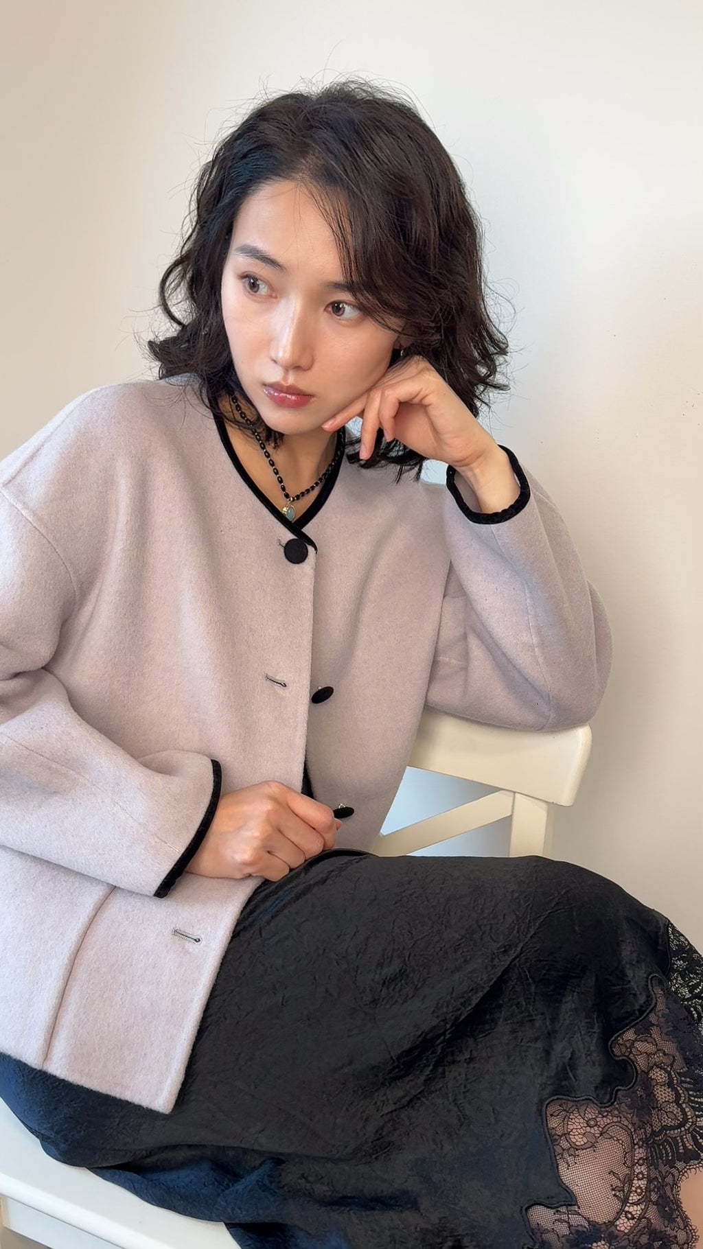 100% Sheep Wool Crop Coat, Oversized Boxy Jacket, Minimalist Outerwear Designed Sydney