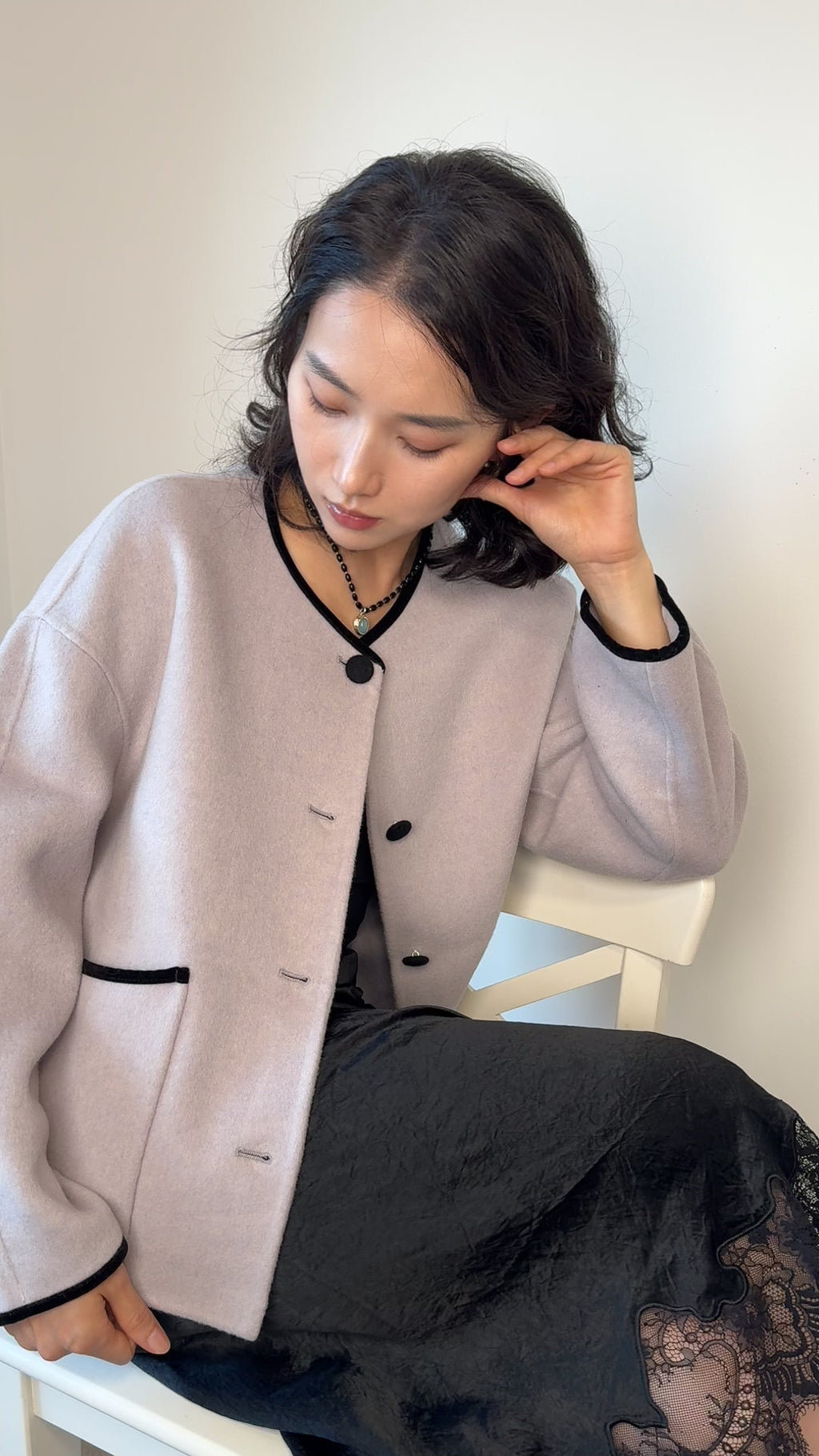 100% Sheep Wool Crop Coat, Oversized Boxy Jacket, Minimalist Outerwear Designed Sydney