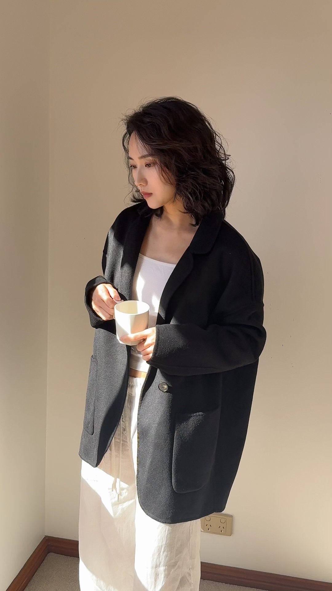 Oversized Wool blazer, Minimalist Boxy Jacket, Relaxed Fit Outerwear