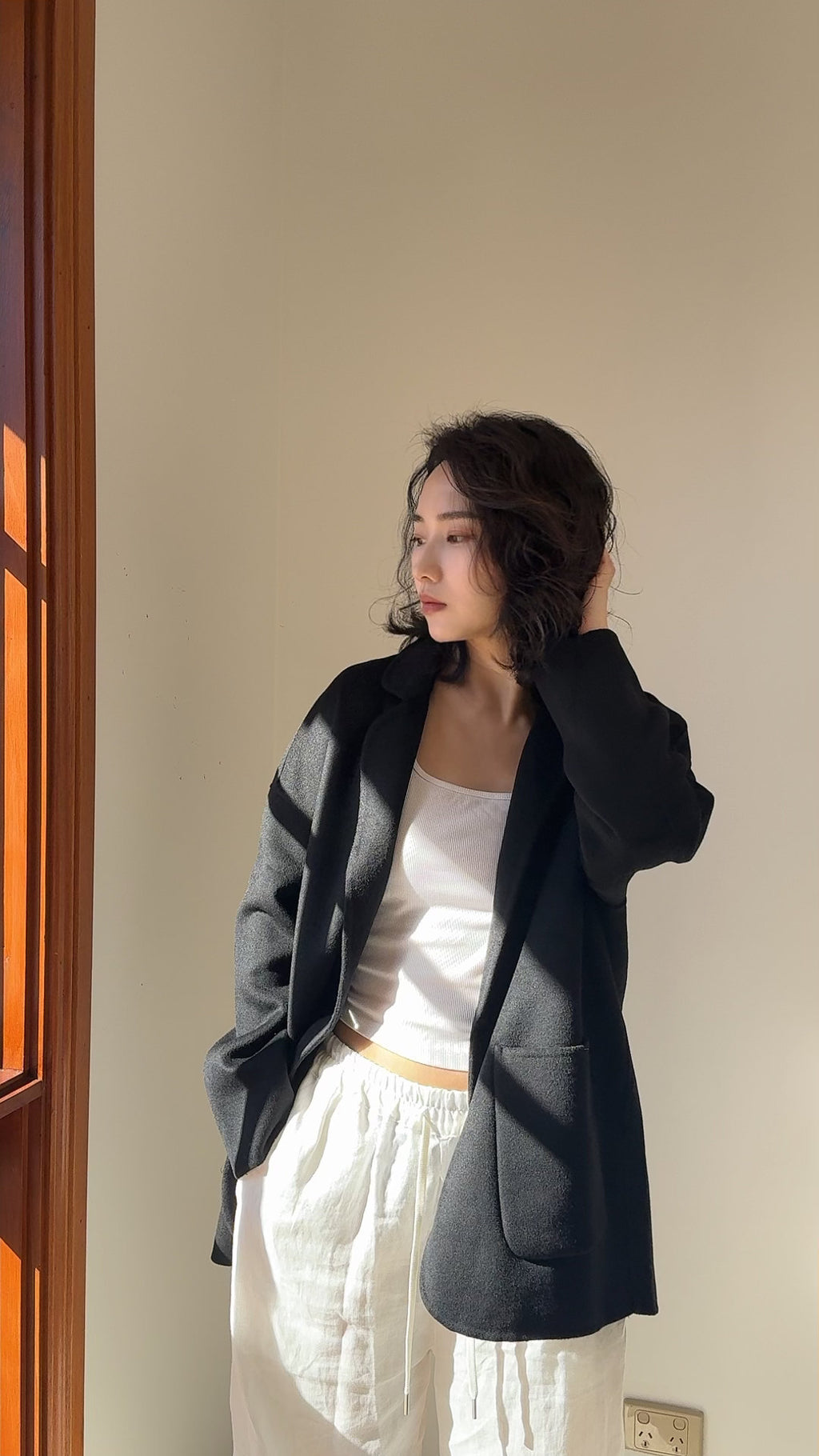 Oversized Wool blazer, Minimalist Boxy Jacket, Relaxed Fit Outerwear