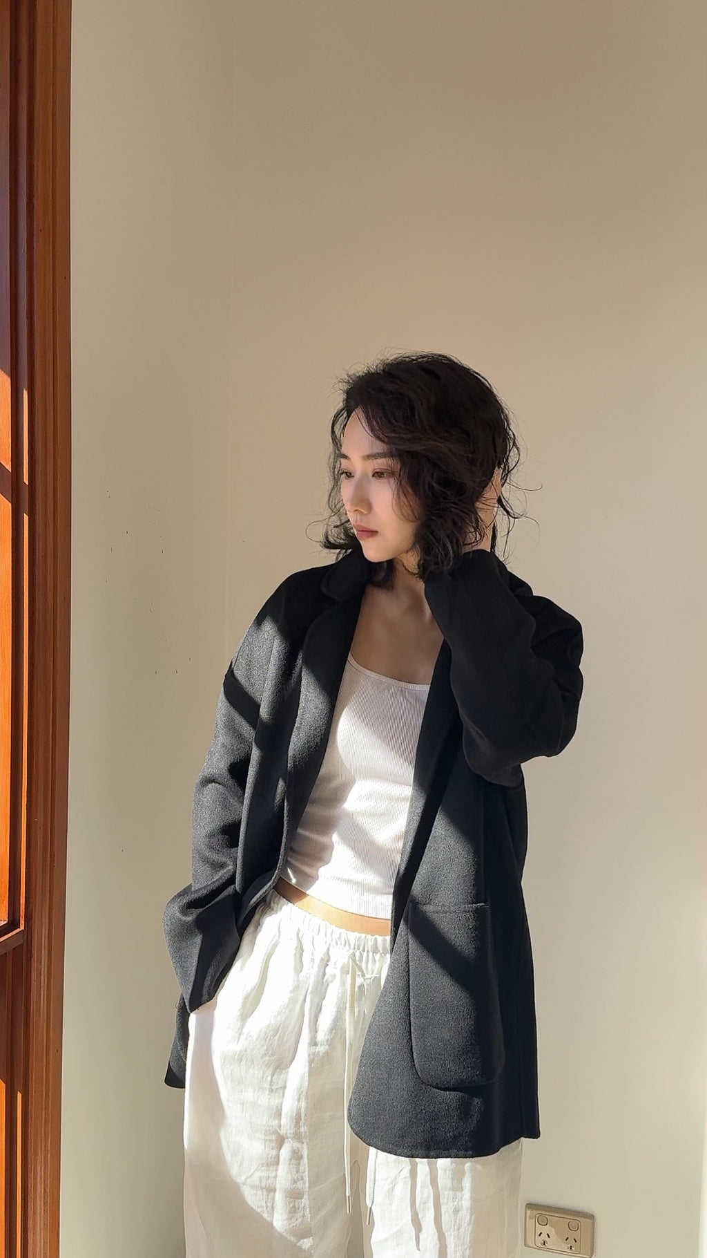 Oversized Wool blazer, Minimalist Boxy Jacket, Relaxed Fit Outerwear