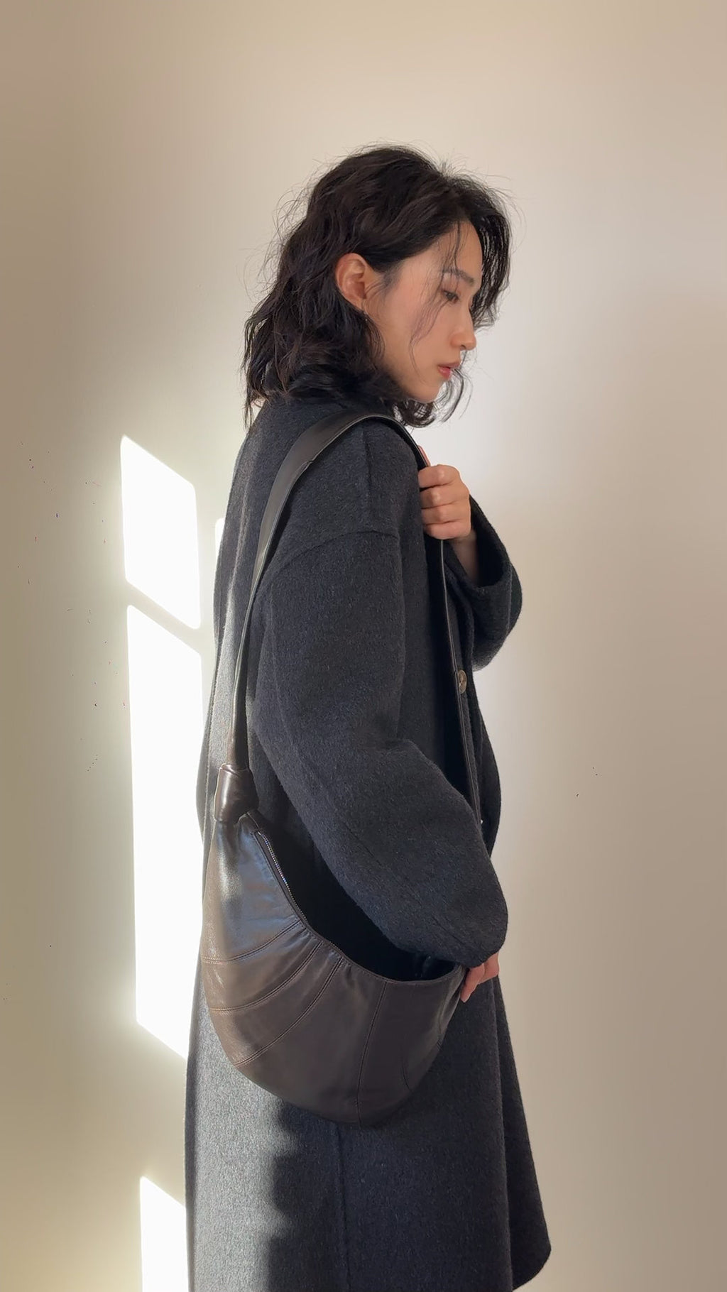 100% Wool Double Breasted Grey Coat Unisex, Oversized Long Tailored Winter Overcoat