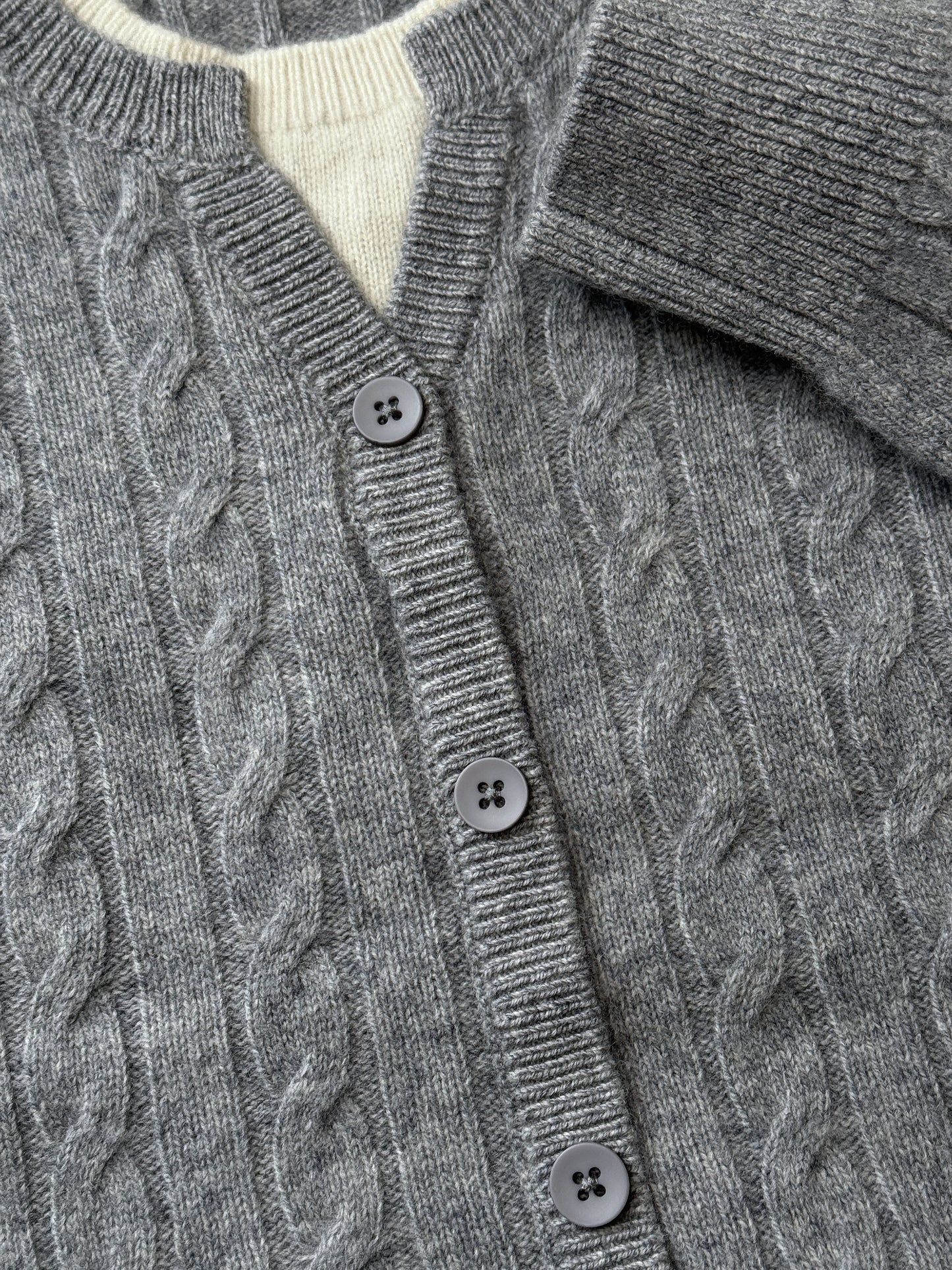 100% Australian Merino Wool Faux-Layered Cable-Knit Top