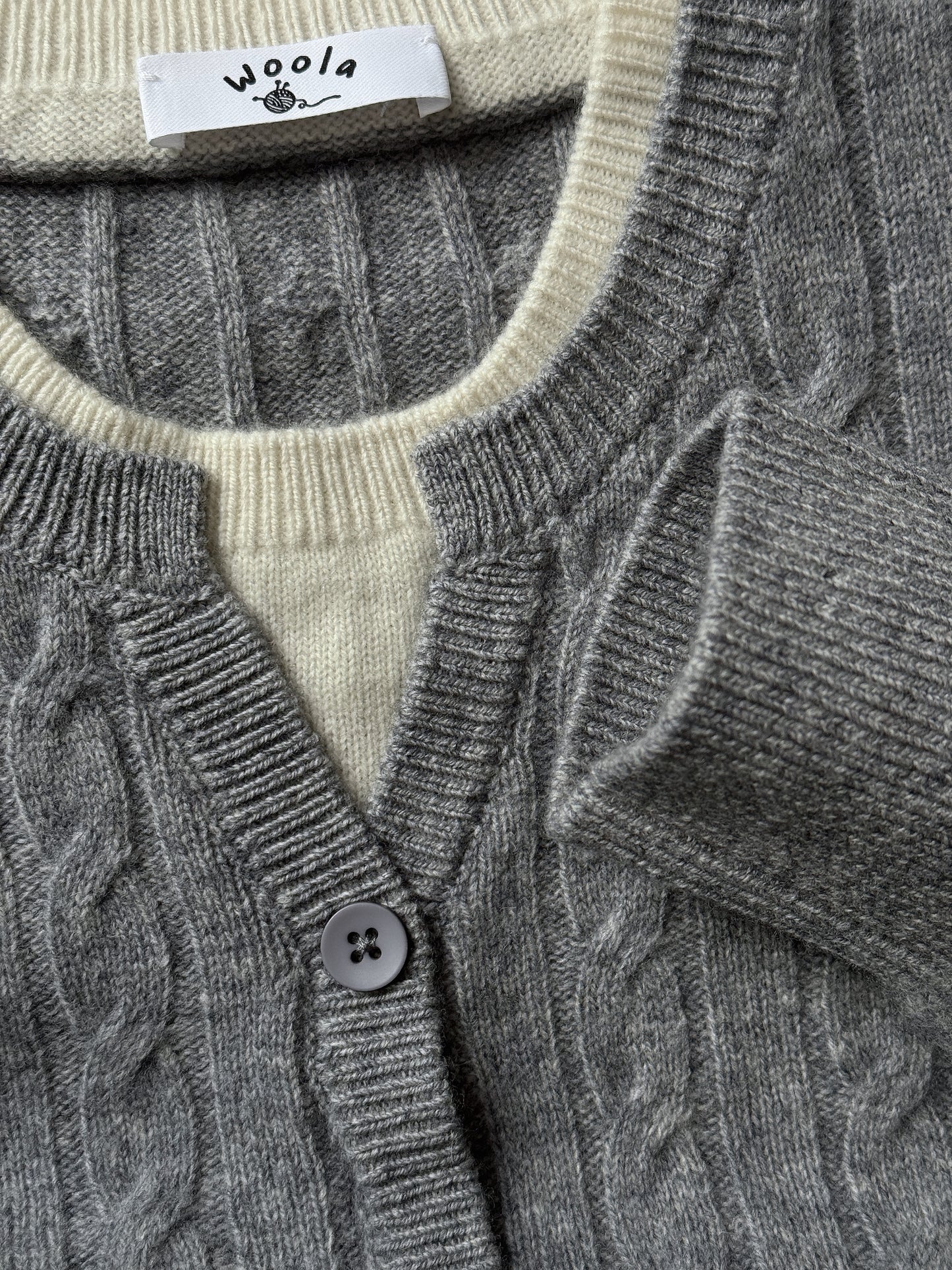 100% Australian Merino Wool Faux-Layered Cable-Knit Top