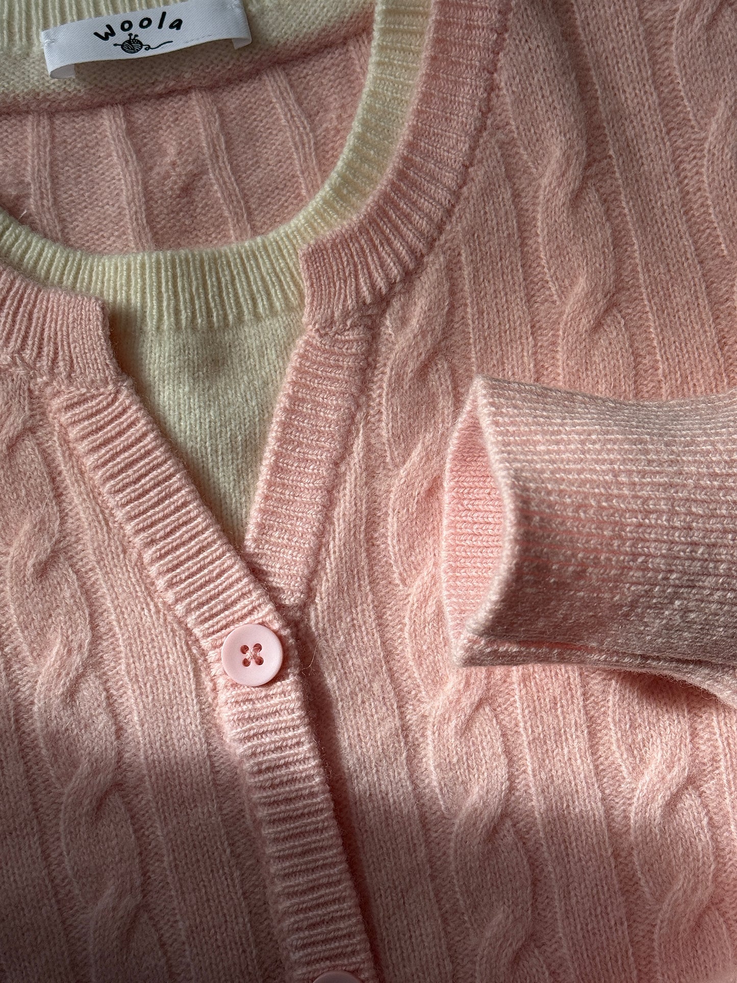 100% Australian Merino Wool Faux-Layered Cable-Knit Top