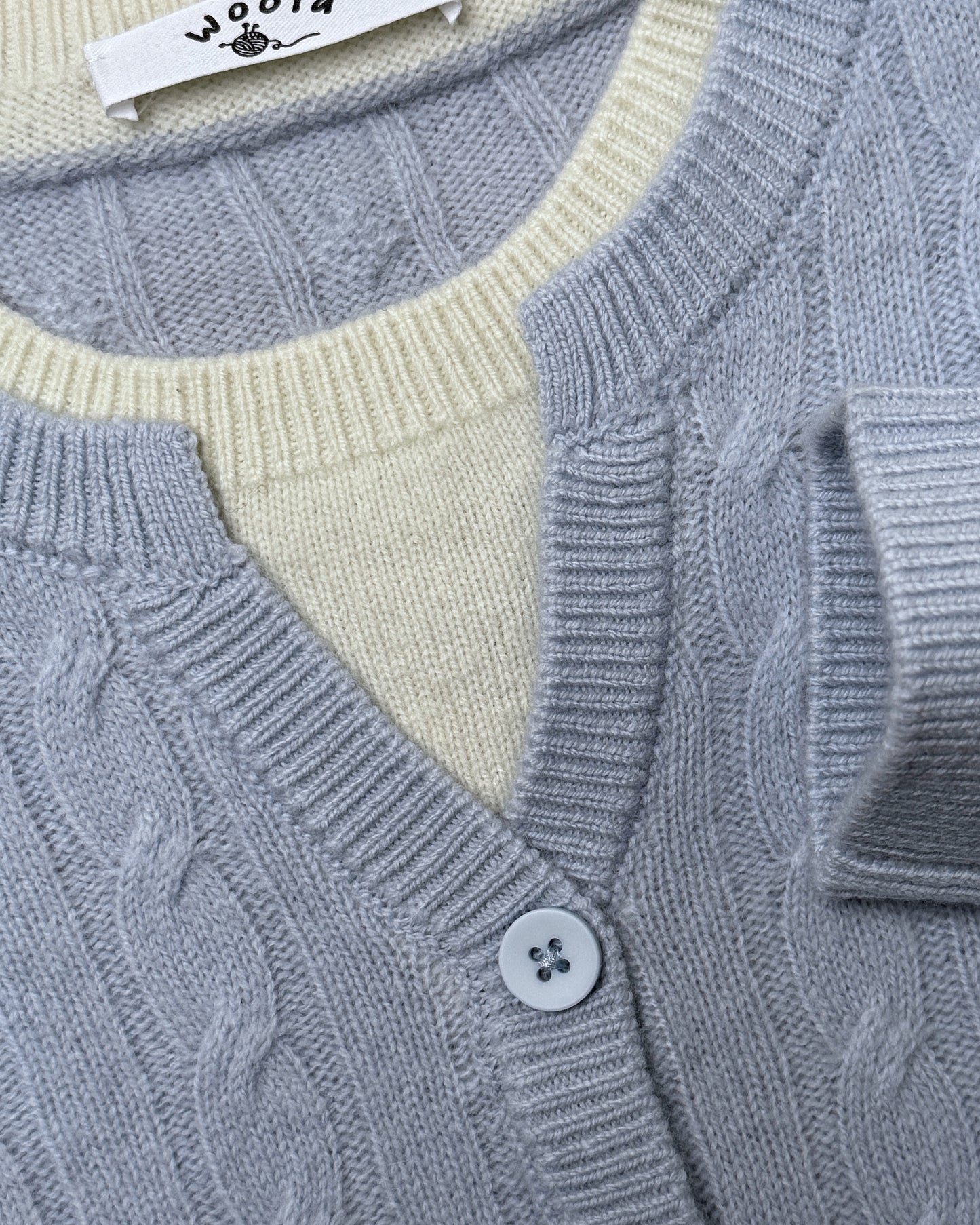 100% Australian Merino Wool Faux-Layered Cable-Knit Top