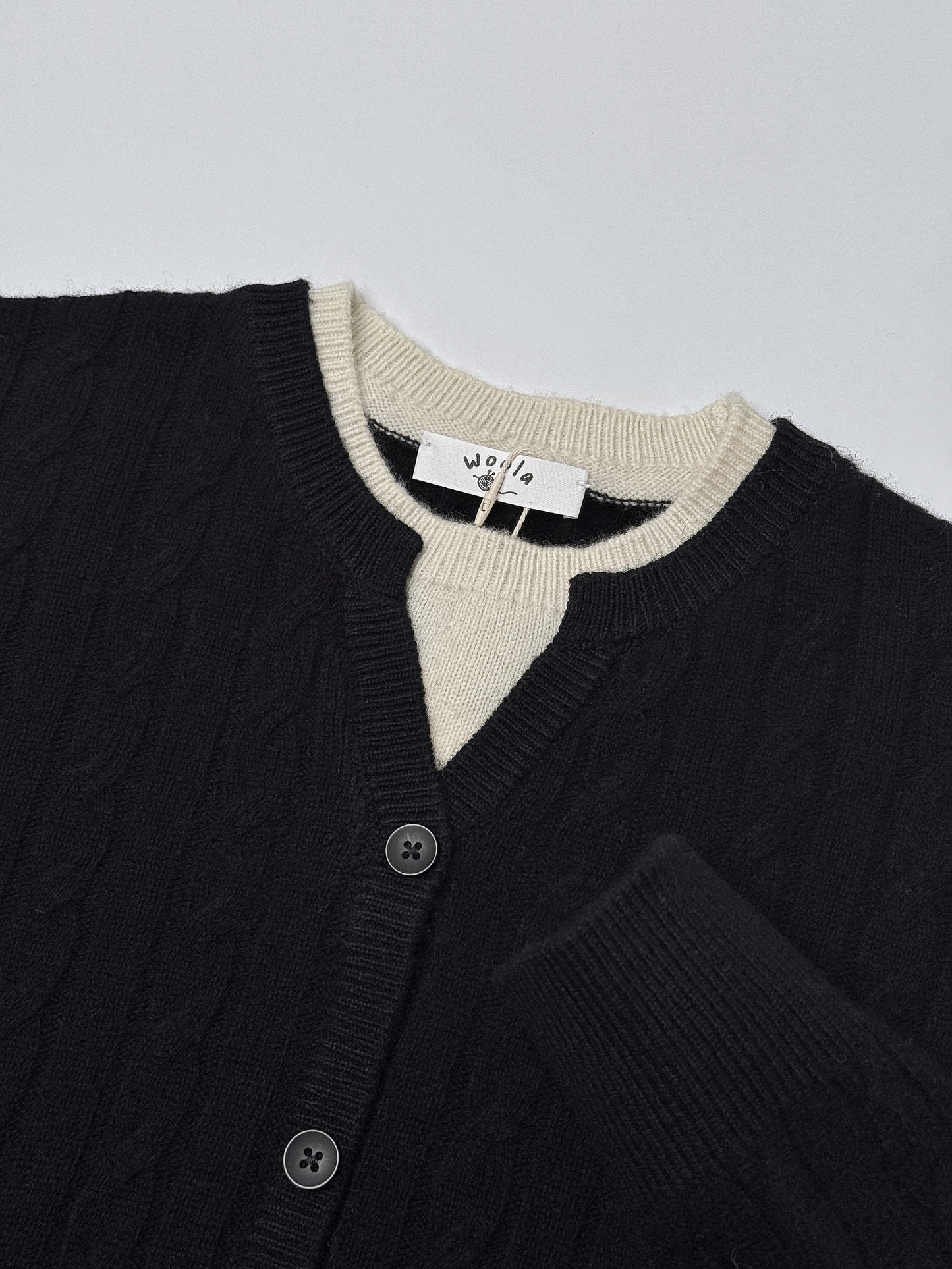100% Australian Merino Wool Faux-Layered Cable-Knit Top